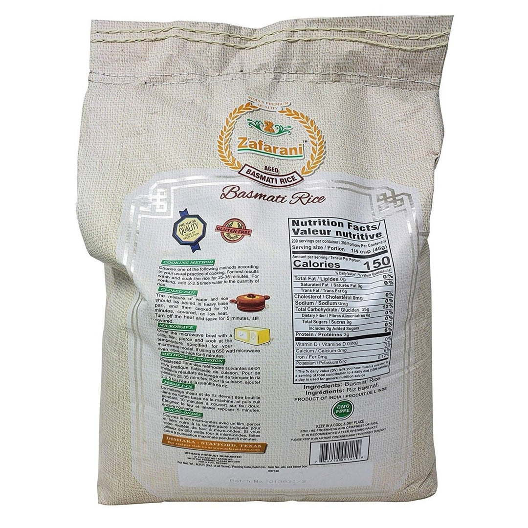 Zafarani Aged Basmati Rice Aromatic Extra Long Grain Rice from India20 Pounds Image 2