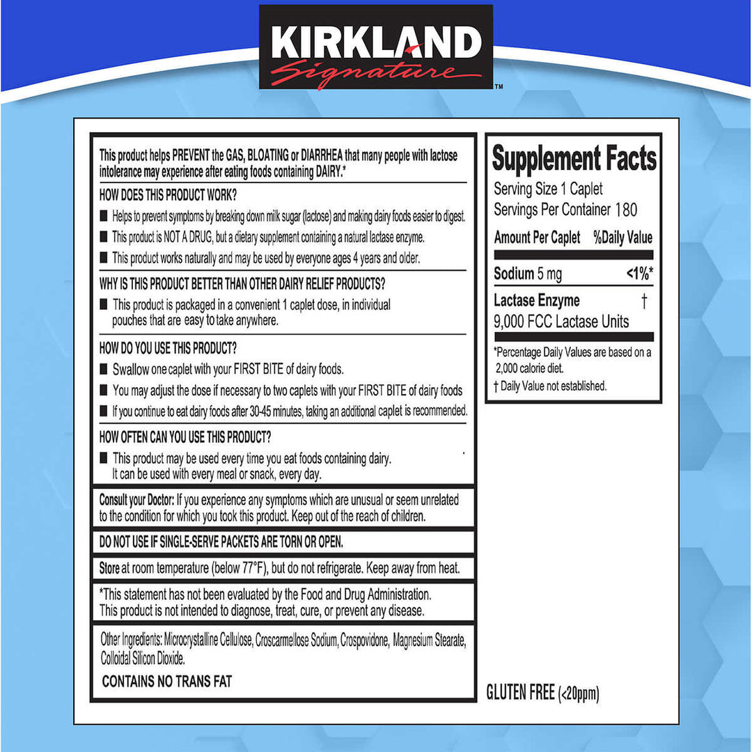 Kirkland Signature Fast Acting Lactase180 Caplets Image 3