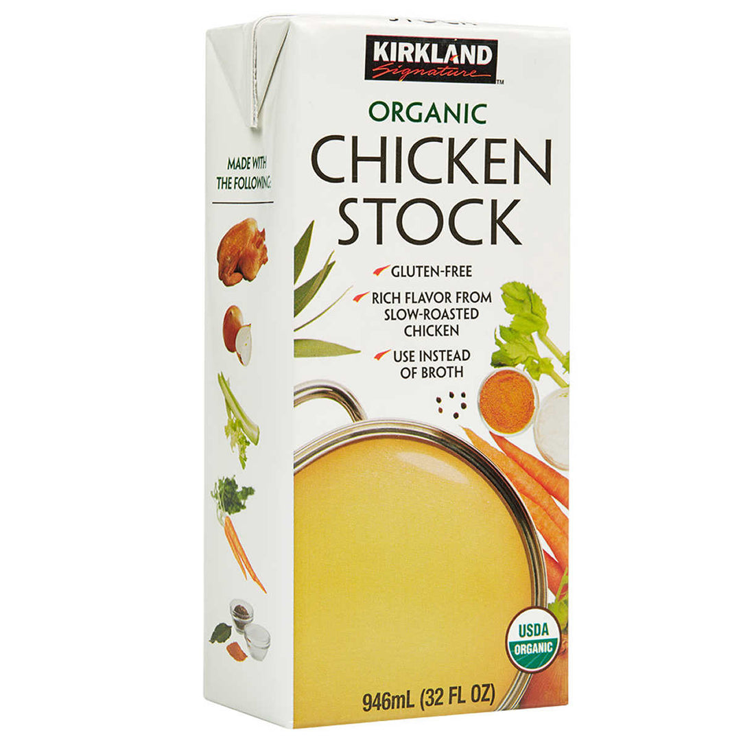 Kirkland Signature Organic Chicken Stock 32 Fluid Ounce (Pack of 6) Image 3