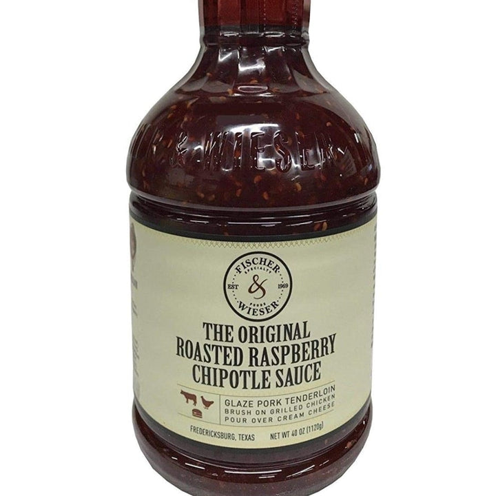 Fischer and Wieser Razzpotle Roasted Raspberry Chipotle Sauce 40-Ounce Bottle Image 1