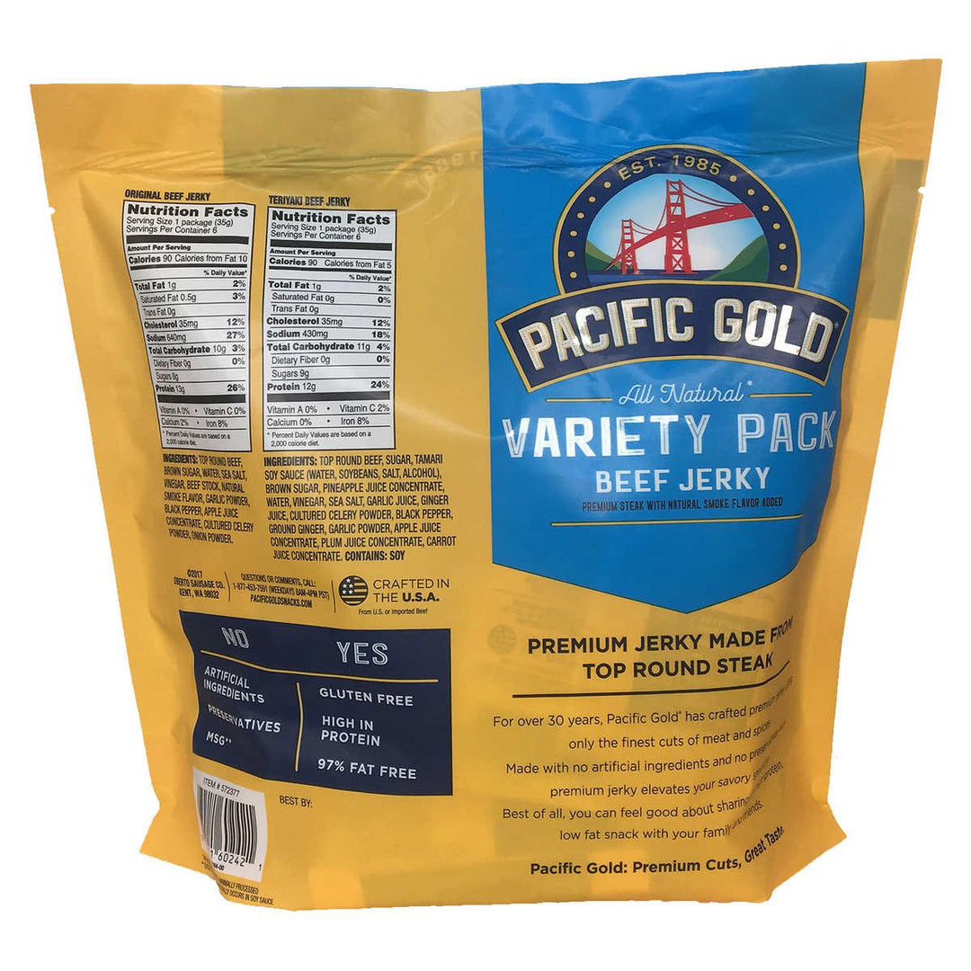 Pacific Gold Beef Jerky Variety Pack 15 Ounce (Pack of 12) Image 2