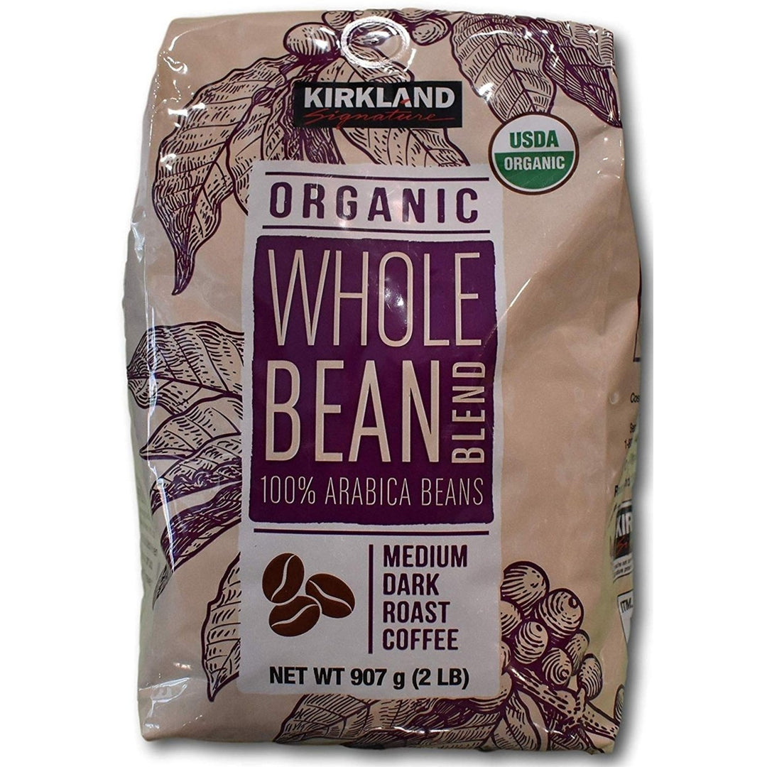 Kirkland Signature Organic Whole Bean Blend 100 % Arabica Beans (2 Pounds) Image 1