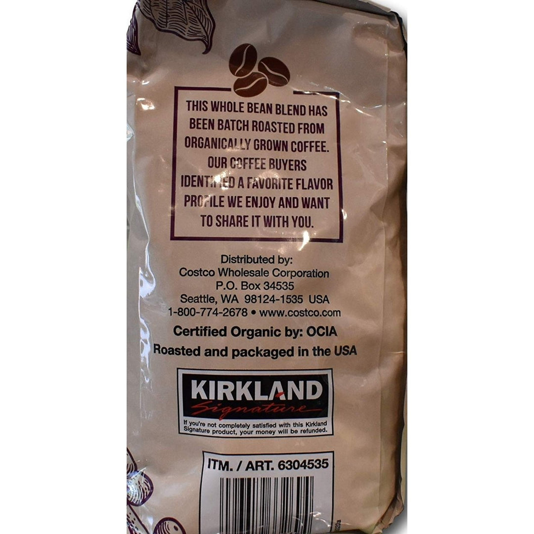 Kirkland Signature Organic Whole Bean Blend 100 % Arabica Beans (2 Pounds) Image 3