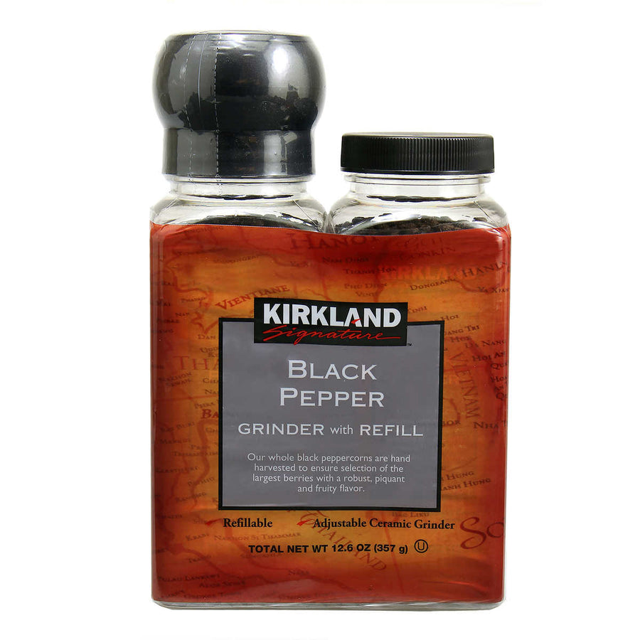 Kirkland Signature Black Pepper with Grinder, 6.3 oz, 2-count Image 1