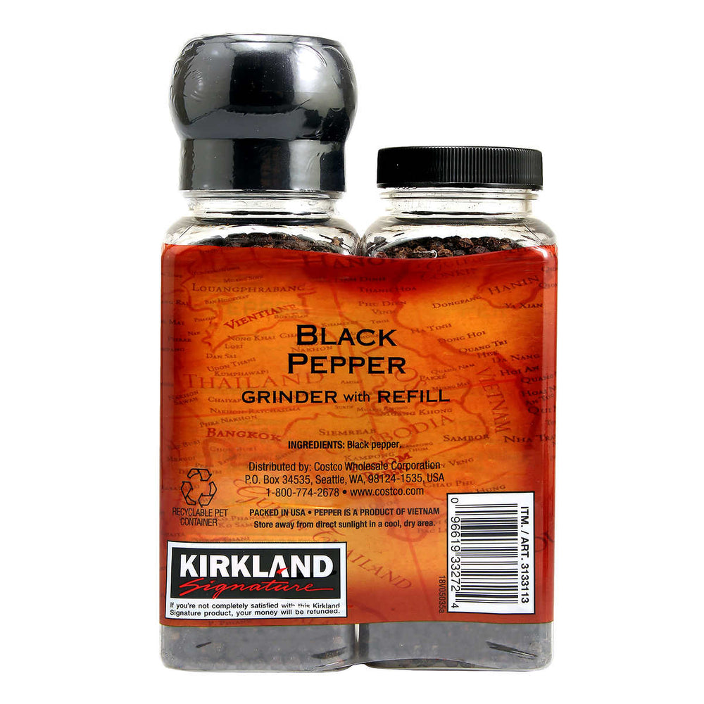 Kirkland Signature Black Pepper with Grinder, 6.3 oz, 2-count Image 2