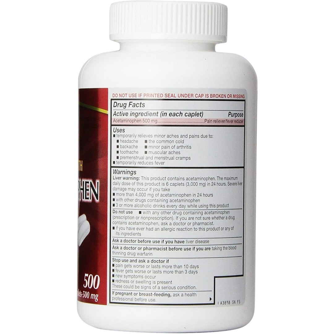 Kirkland Signature Extra Strength Acetaminophen 500 mg.1,000 Caplets Image 2