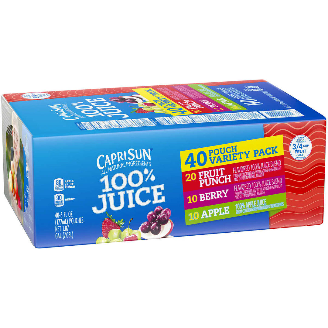 Capri Sun 100% Juice Variety Pack 6 Fluid Ounce (40 Count) Image 3