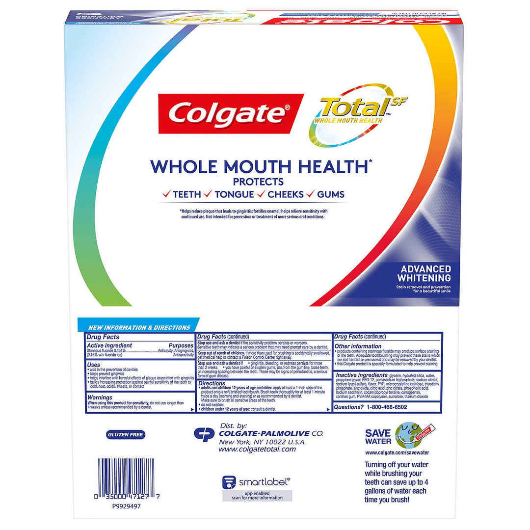 Colgate Total SF Advanced Whitening Toothpaste 6.4 Ounce (Pack of 5) Image 2