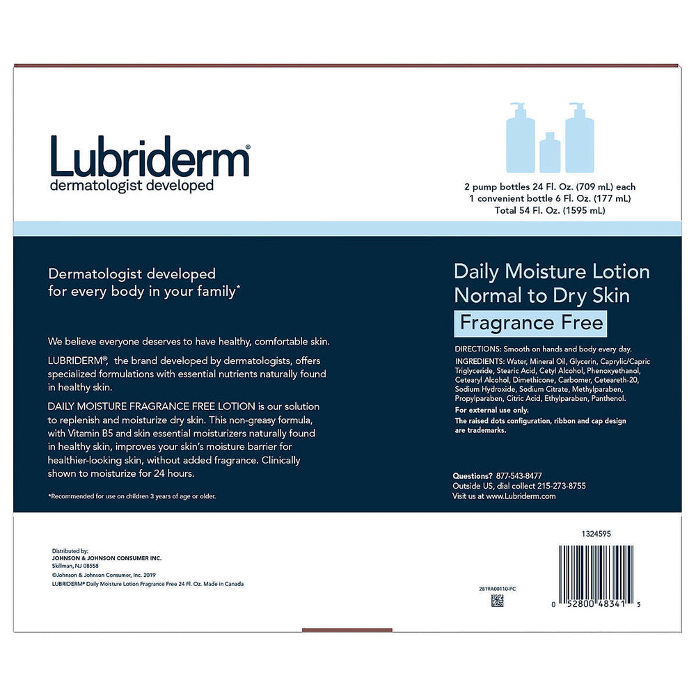 Lubriderm Daily Moisture Lotion Fragrance Free 3-pack Image 2