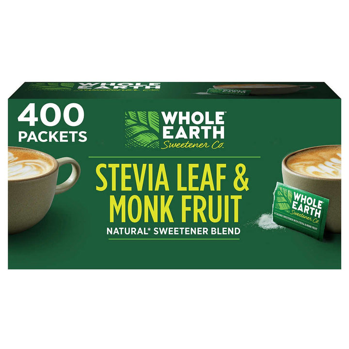 Whole Earth Stevia Leaf and Monk Fruit Sweetener Packets 400 Count Image 1