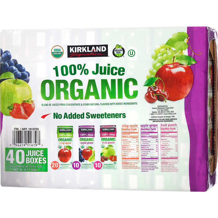 Kirkland Signature Organic 100% JuiceVariety Pack6.75 fl oz40-count Image 1