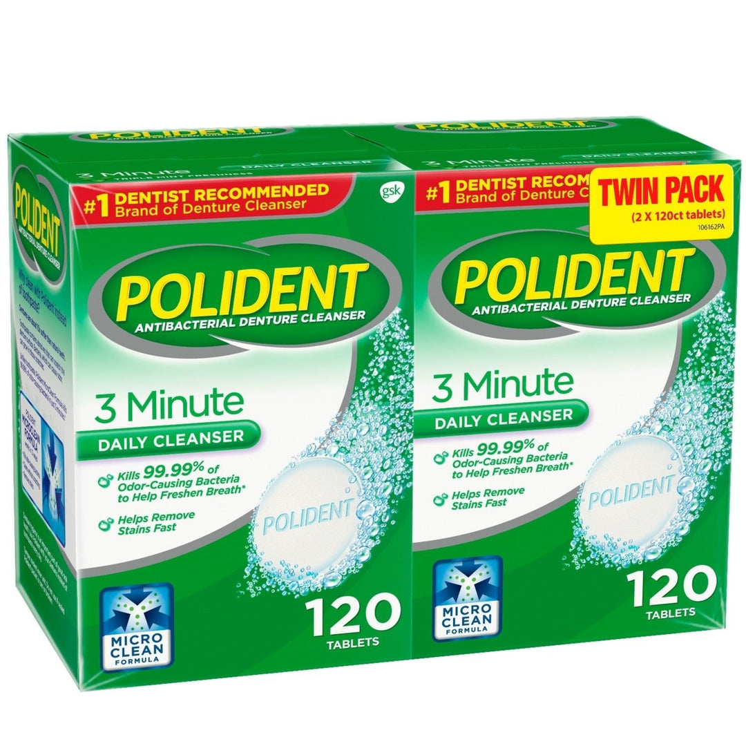 Polident 3-Min Mint Antibacterial Denture Cleanser Effervescent Tabs (240 ct.) Image 4