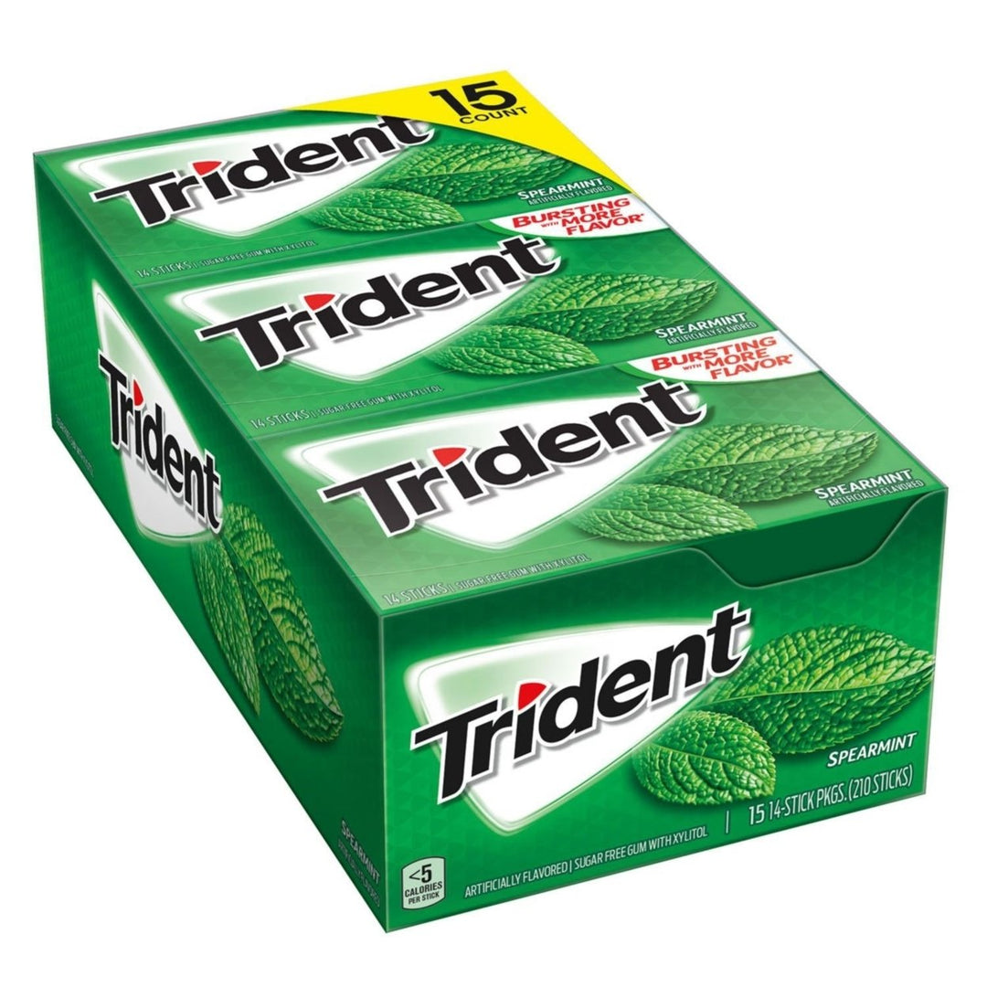 Trident Spearmint Sugar-Free Gum (15 Pack) Image 1