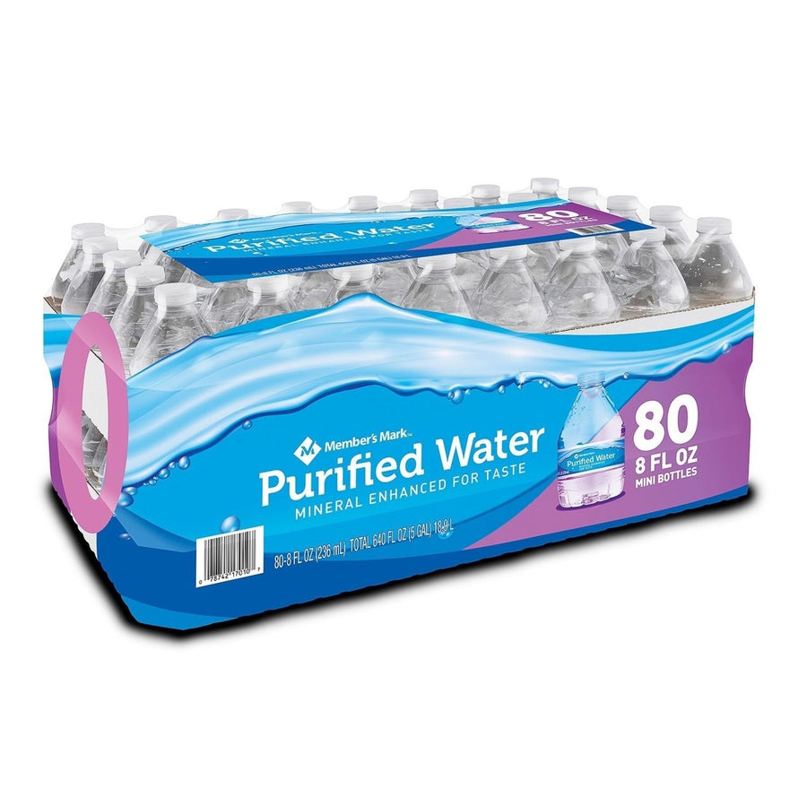 Members Mark Purified Water (8 Ounce bottle 80 Pack) Image 1