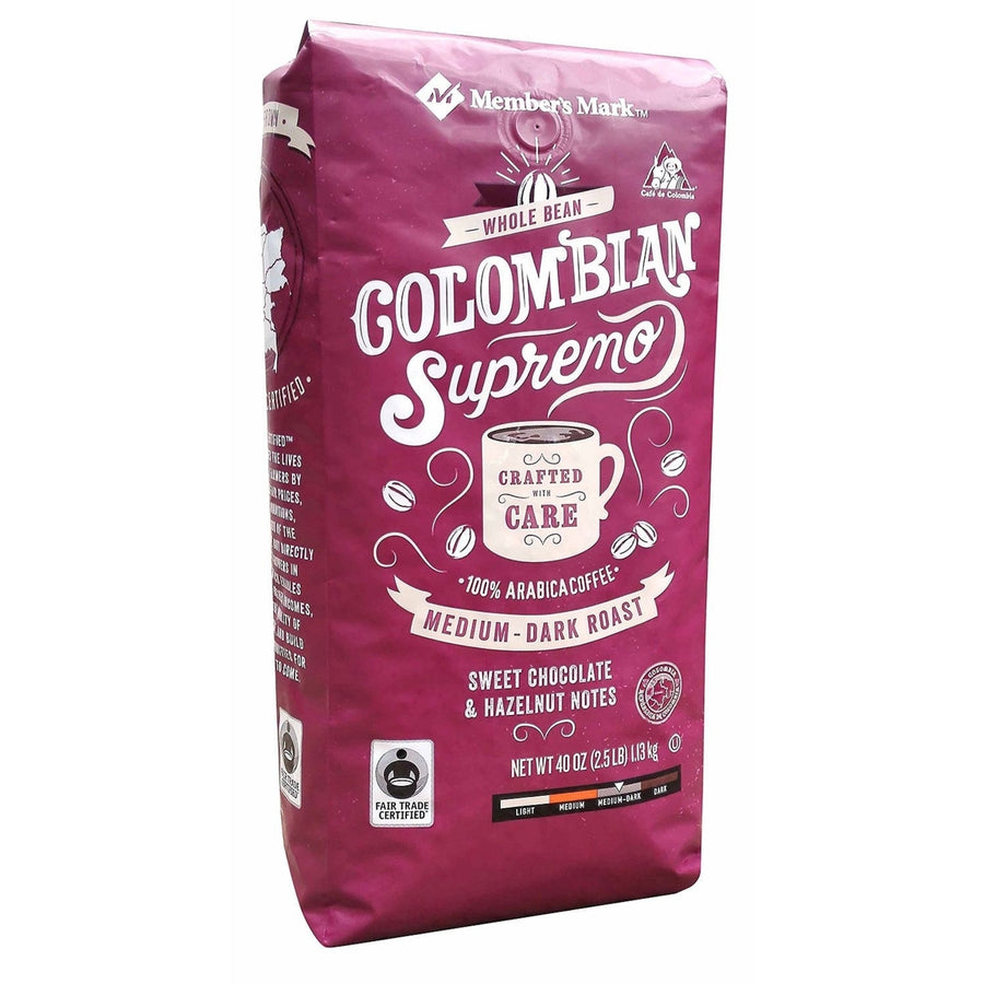 Members Mark Fair Trade Certified Colombian Supremo Coffee Whole Bean (40 oz.) Image 1