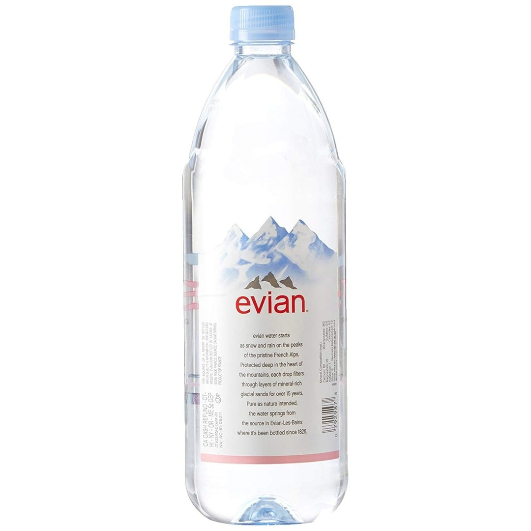 Evian Naturally Filtered Spring Water (12 Count, 1 L) Image 2