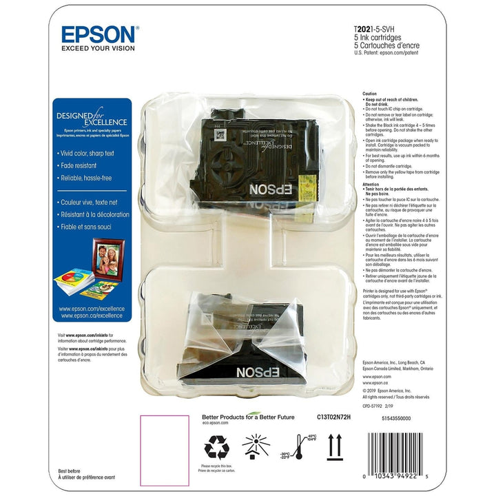 Epson T202 Standard Capacity Ink Cartridge Pack 2 Black and Cyan/Magenta/Yellow Image 4