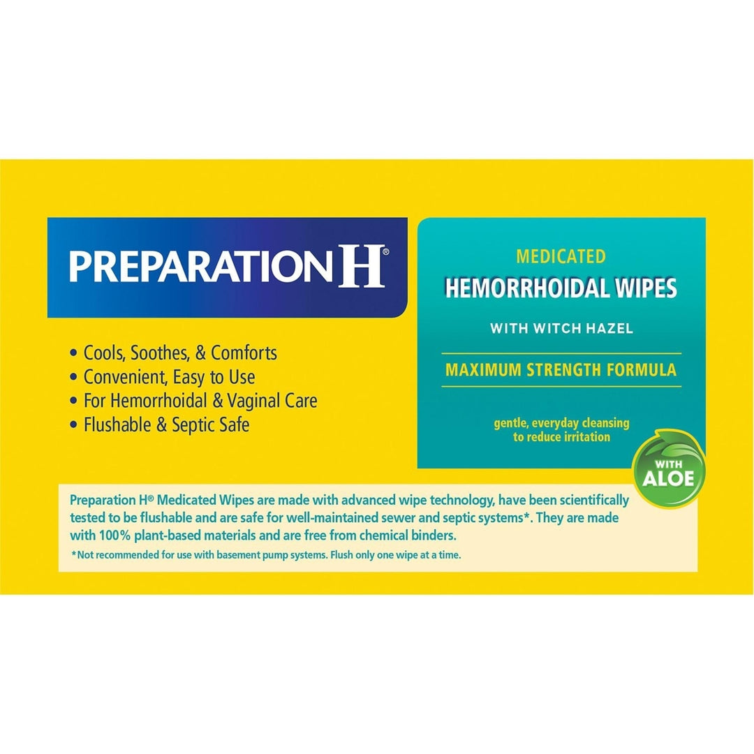 Preparation H Medicated Wipes PouchMaximum Strength+Witch Hazel/Aloe (180 ct.) Image 4