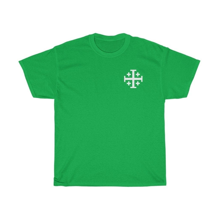 Jerusalem Cross T Shirt Crusaders Cross Tee Shirt Five Fold Cross T-Shirt Four Color Choices Unisex Heavy Cotton Tee Image 4