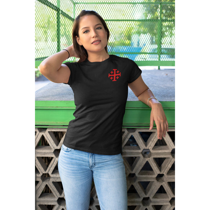 Knights Templar Tee Shirt Jerusalem Cross T Shirt Crusaders Cross Tee Shirt Five Fold Cross T-Shirt Unisex Heavy Cotton Image 1