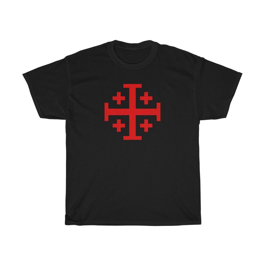 Knights Templar T-Shirt Jerusalem Cross T Shirt Crusaders Cross Tee Shirt Five Fold Cross T-Shirt Four Color Choices Image 3