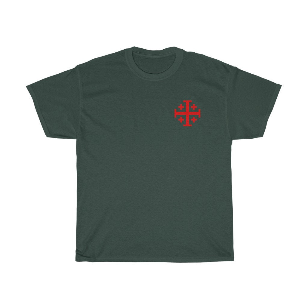 Knights Templar Tee Shirt Jerusalem Cross T Shirt Crusaders Cross Tee Shirt Five Fold Cross T-Shirt Unisex Heavy Cotton Image 4