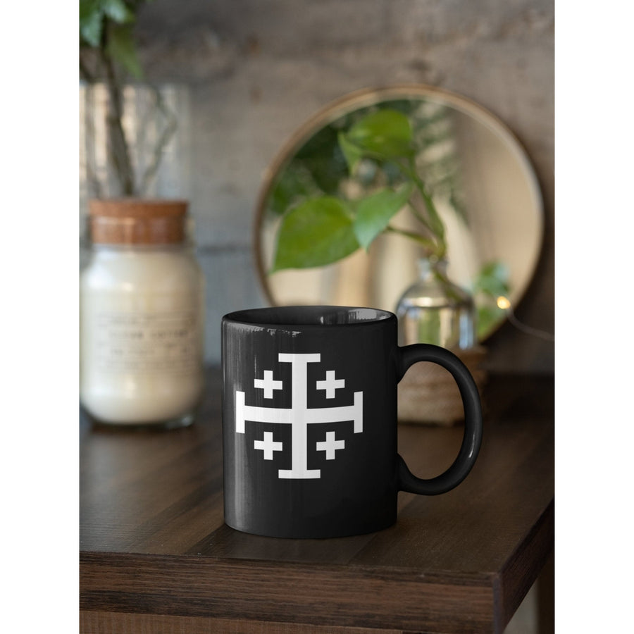 Jerusalem Cross Coffee Mug 11oz Christian Faith Crusader Cross Religious Ceramic Cup Gospel Greek Crosses Black Coffee Image 1