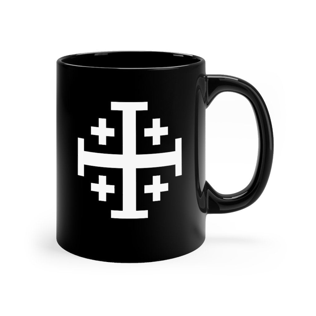 Jerusalem Cross Coffee Mug 11oz Christian Faith Crusader Cross Religious Ceramic Cup Gospel Greek Crosses Black Coffee Image 2