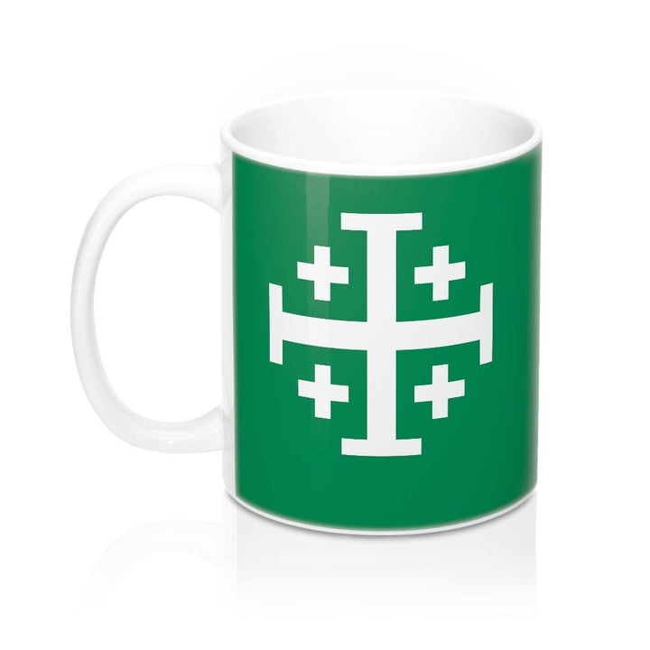 Jerusalem Cross Coffee Mug 11oz Christian Faith Crusader Cross Religious Ceramic Cup Gospel Greek Crosses Green Coffee Image 3