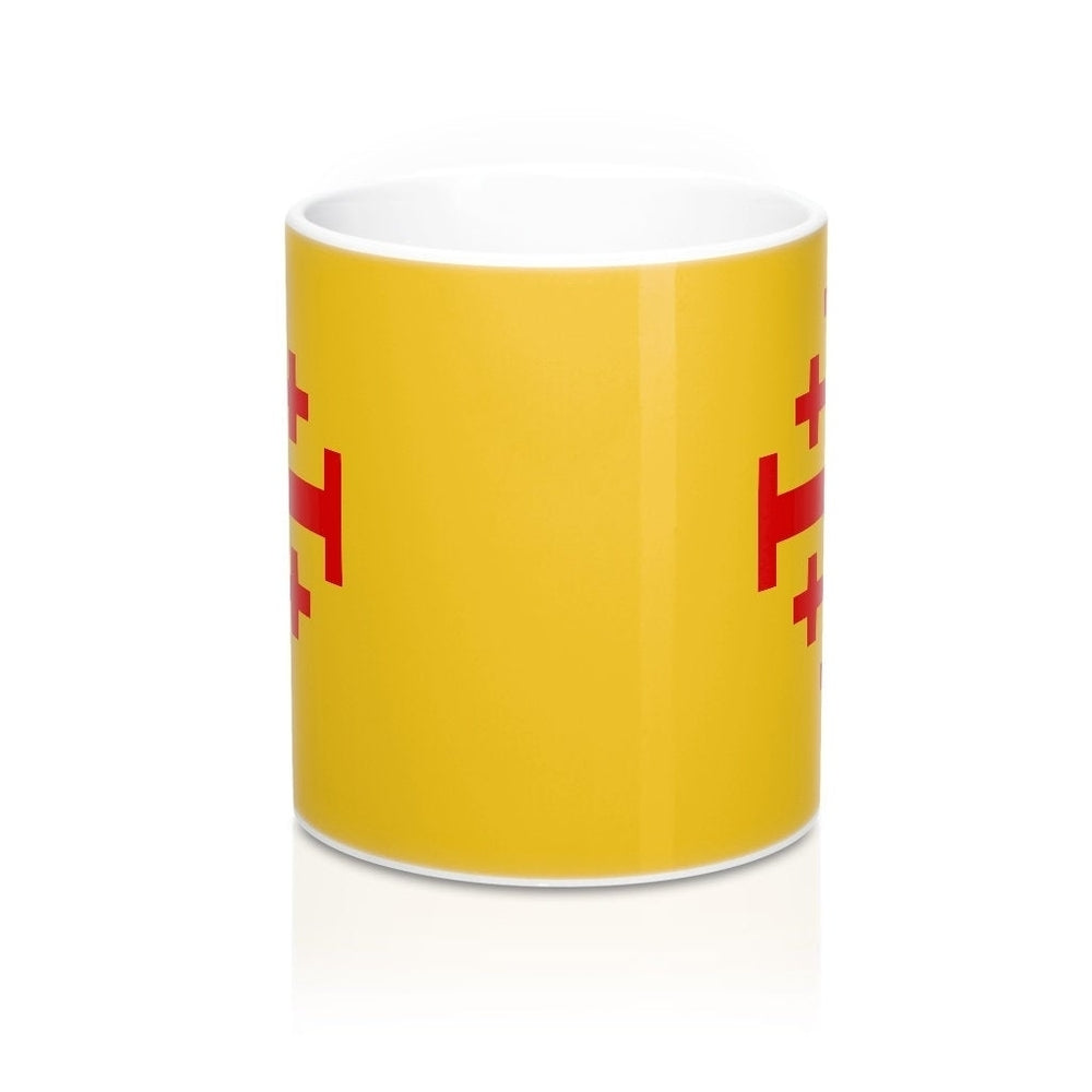 Jerusalem Cross Coffee Mug 11oz Christian Faith Crusader Cross Religious Ceramic Cup Gospel Greek Crosses Yellow Red Image 2