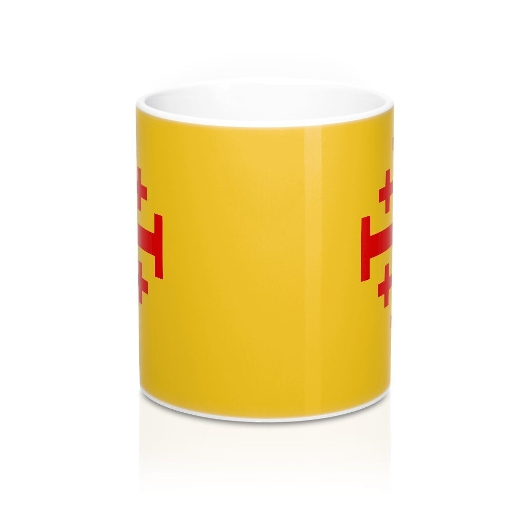 Jerusalem Cross Coffee Mug 11oz Christian Faith Crusader Cross Religious Ceramic Cup Gospel Greek Crosses Yellow Red Image 2