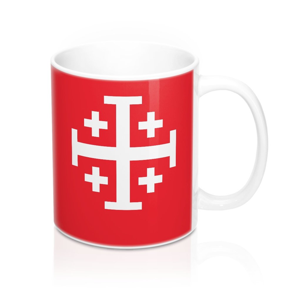 Jerusalem Cross Coffee Mug 11oz Christian Faith Crusader Cross Religious Ceramic Cup Gospel Greek Crosses Red Holy Image 1