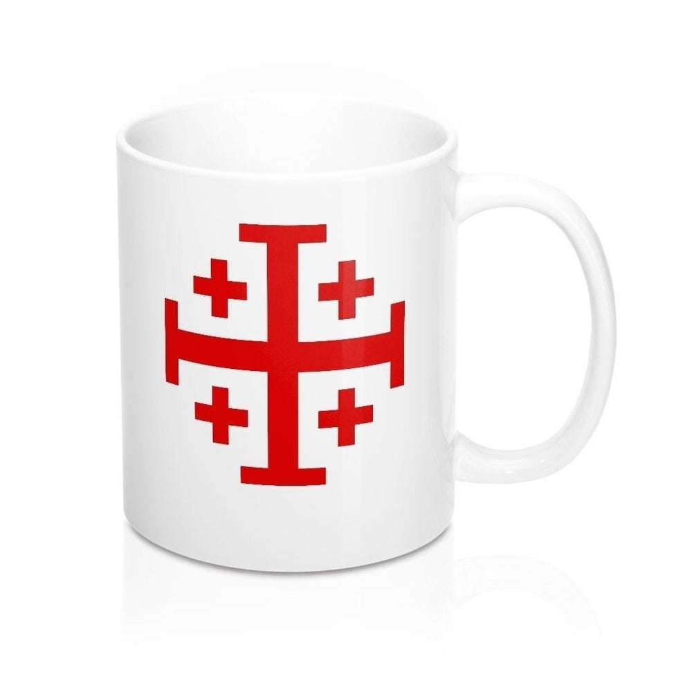 Jerusalem Cross Coffee Mug 11oz Christian Faith Crusader Cross Religious Ceramic Cup Gospel Greek Crosses Red Image 2