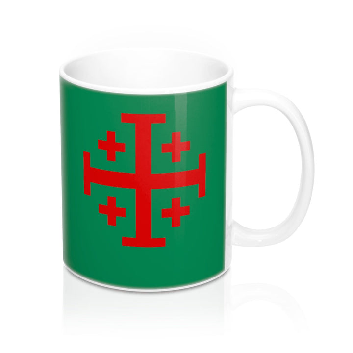 Jerusalem Cross Coffee Mug 11oz Christian Faith Crusader Cross Religious Ceramic Cup Gospel Greek Crosses Green Image 1