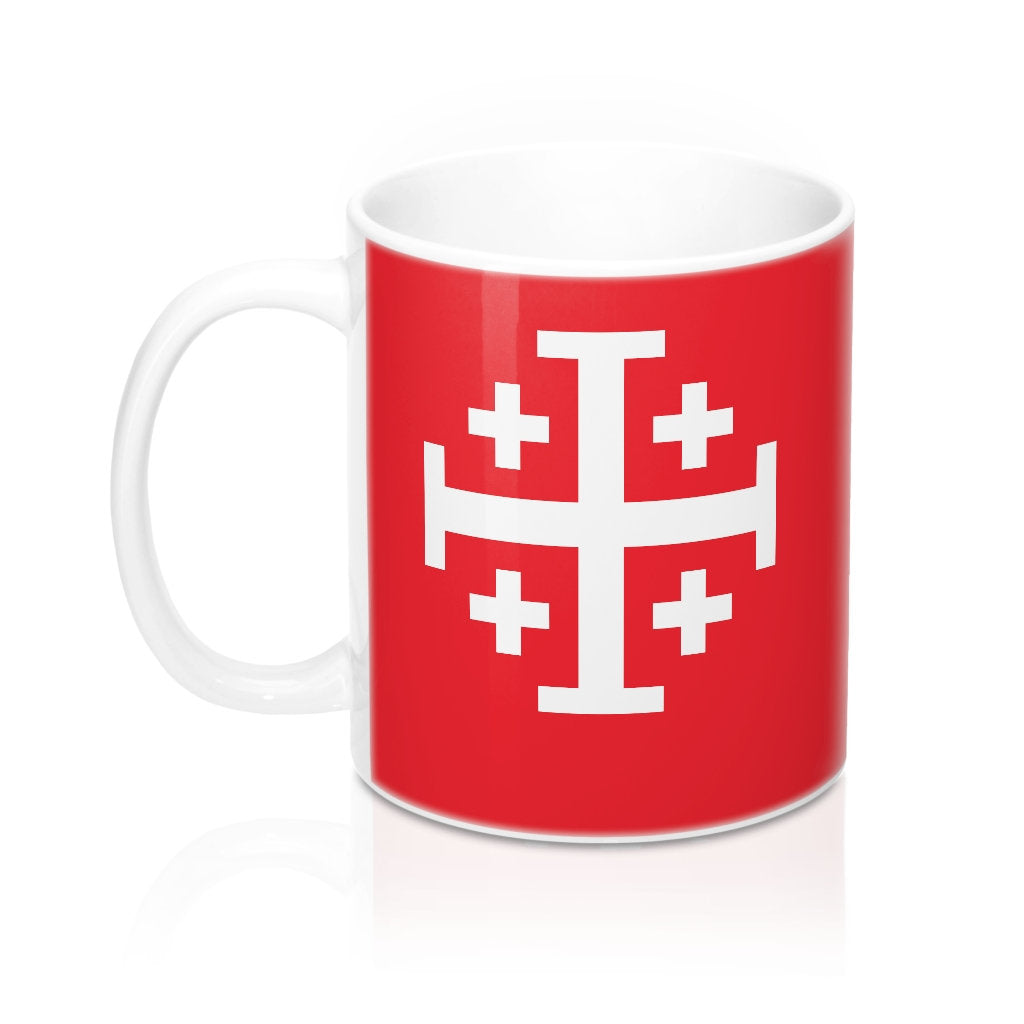 Jerusalem Cross Coffee Mug 11oz Christian Faith Crusader Cross Religious Ceramic Cup Gospel Greek Crosses Red Holy Image 3