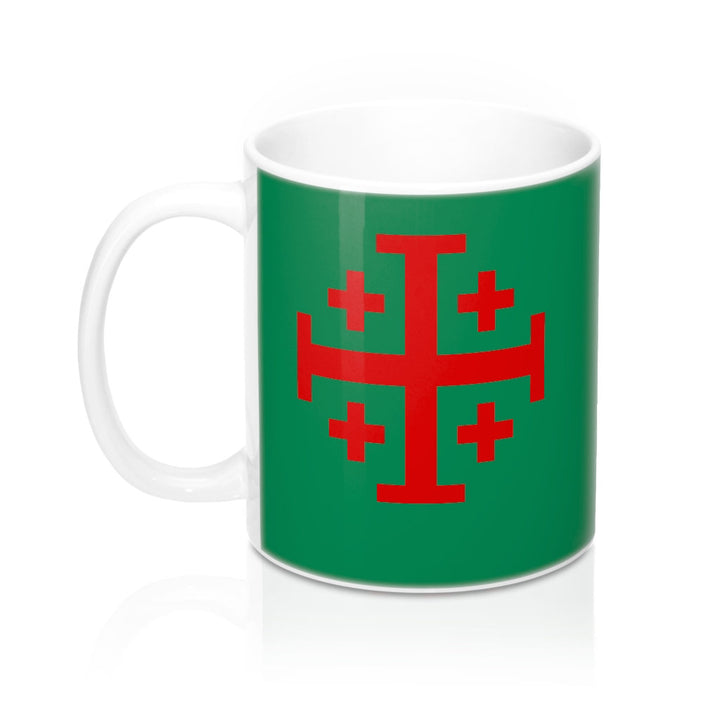 Jerusalem Cross Coffee Mug 11oz Christian Faith Crusader Cross Religious Ceramic Cup Gospel Greek Crosses Green Image 3