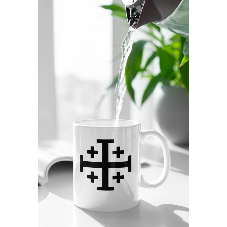 Jerusalem Cross Coffee Mug 11oz Christian Faith Crusader Cross Religious Ceramic Cup Gospel Greek Crosses Cool Image 1