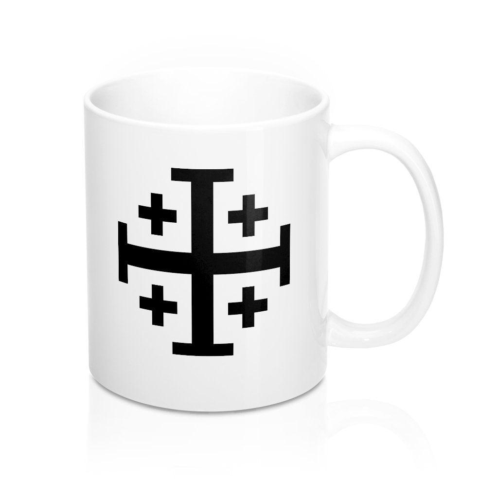 Jerusalem Cross Coffee Mug 11oz Christian Faith Crusader Cross Religious Ceramic Cup Gospel Greek Crosses Cool Image 2