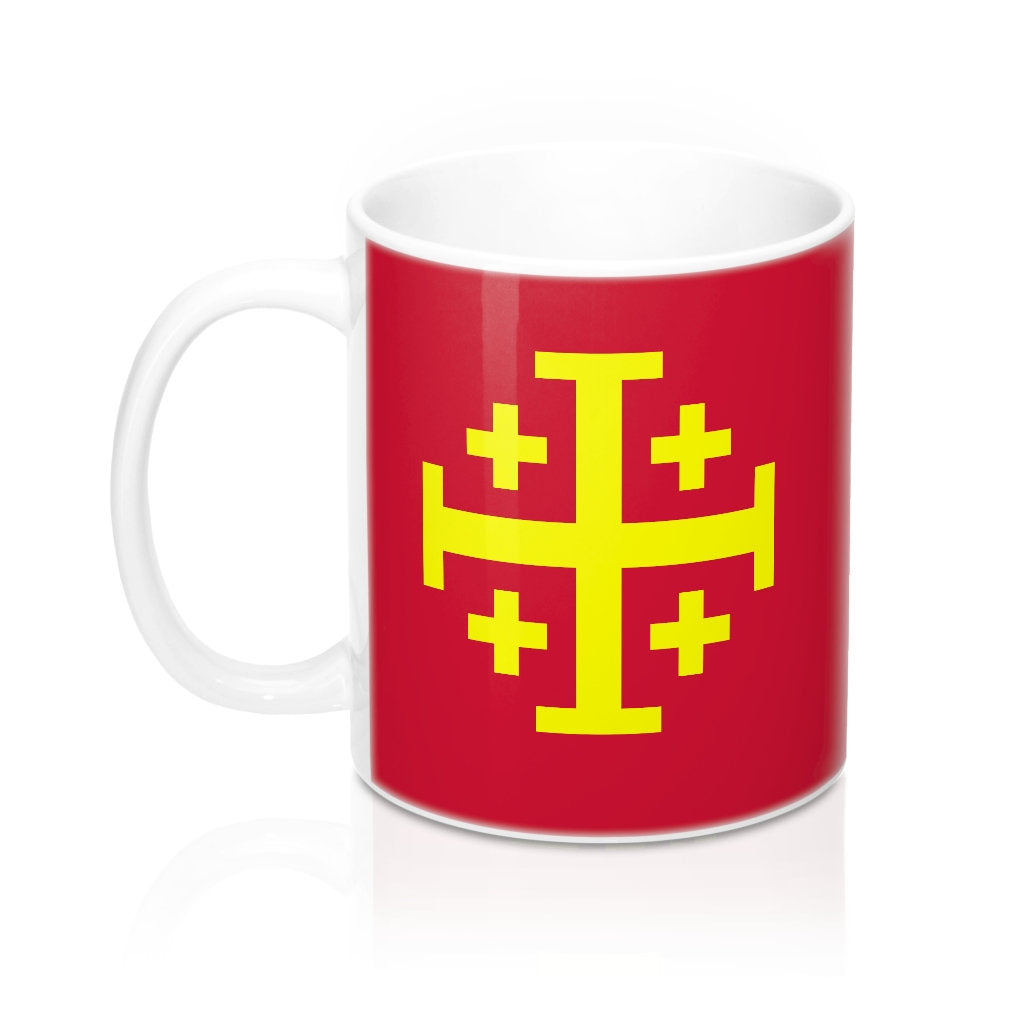 Jerusalem Cross Coffee Mug 11oz Christian Faith Crusader Cross Religious Ceramic Cup Gospel Greek Crosses Red Catholic Image 3