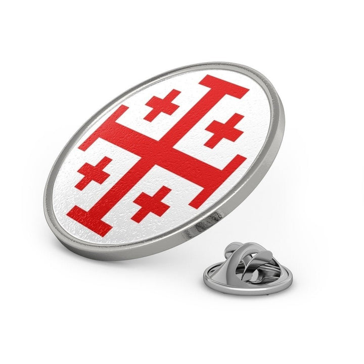 Jerusalem Cross Lapel Pin Crusader Cross Metal Pin Christian Faith Religious Tie Tack Gospel Greek Crosses Red and White Image 1