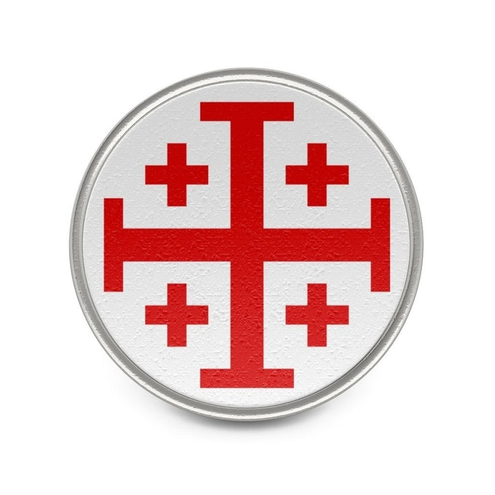 Jerusalem Cross Lapel Pin Crusader Cross Metal Pin Christian Faith Religious Tie Tack Gospel Greek Crosses Red and White Image 2