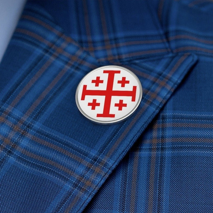 Jerusalem Cross Lapel Pin Crusader Cross Metal Pin Christian Faith Religious Tie Tack Gospel Greek Crosses Red and White Image 4