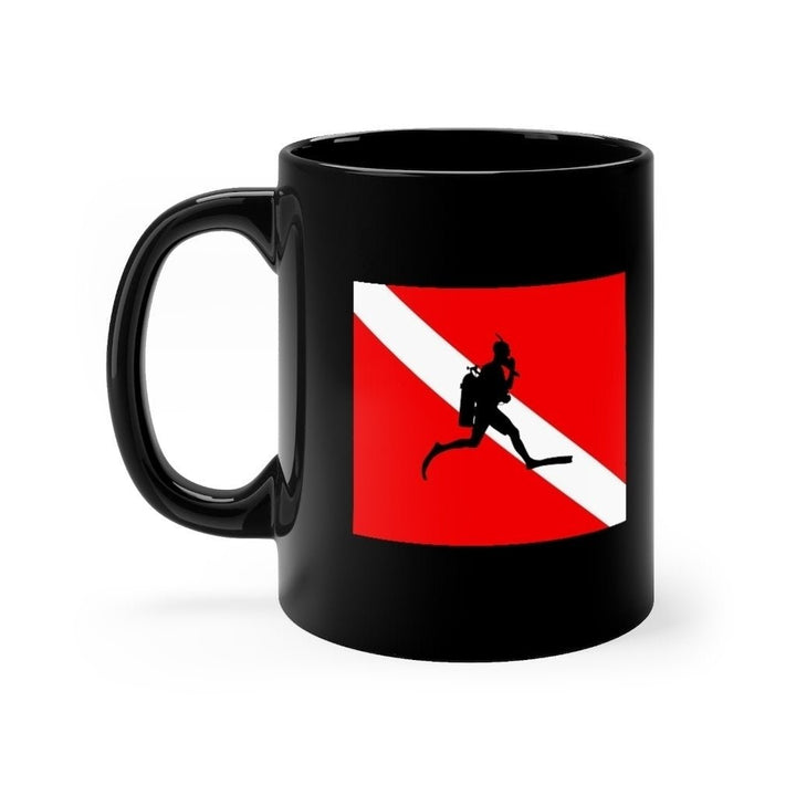 Jumping Diver Down Flag Coffee Mug 11oz Scuba Diver Snorkeling Diving Snorkeler Aquanaut Swimmer Deep-sea Diver Mug 11oz Image 4