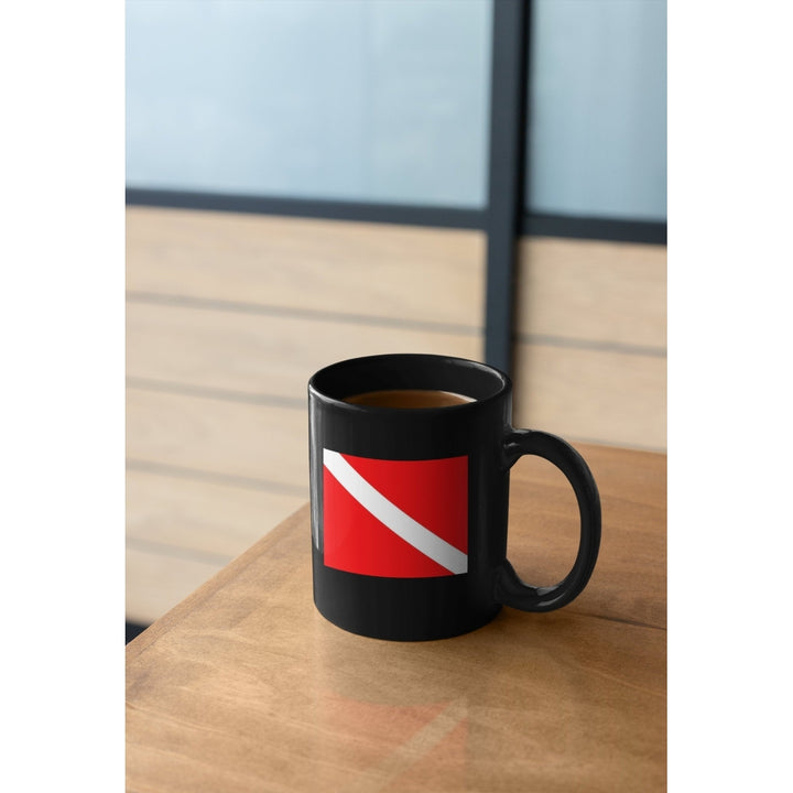 Diver Down Flag Coffee Mug 11oz Scuba Diver Snorkeling Diving Snorkeler Aquanaut Swimmer Deep-sea Diver Mug 11oz Image 1