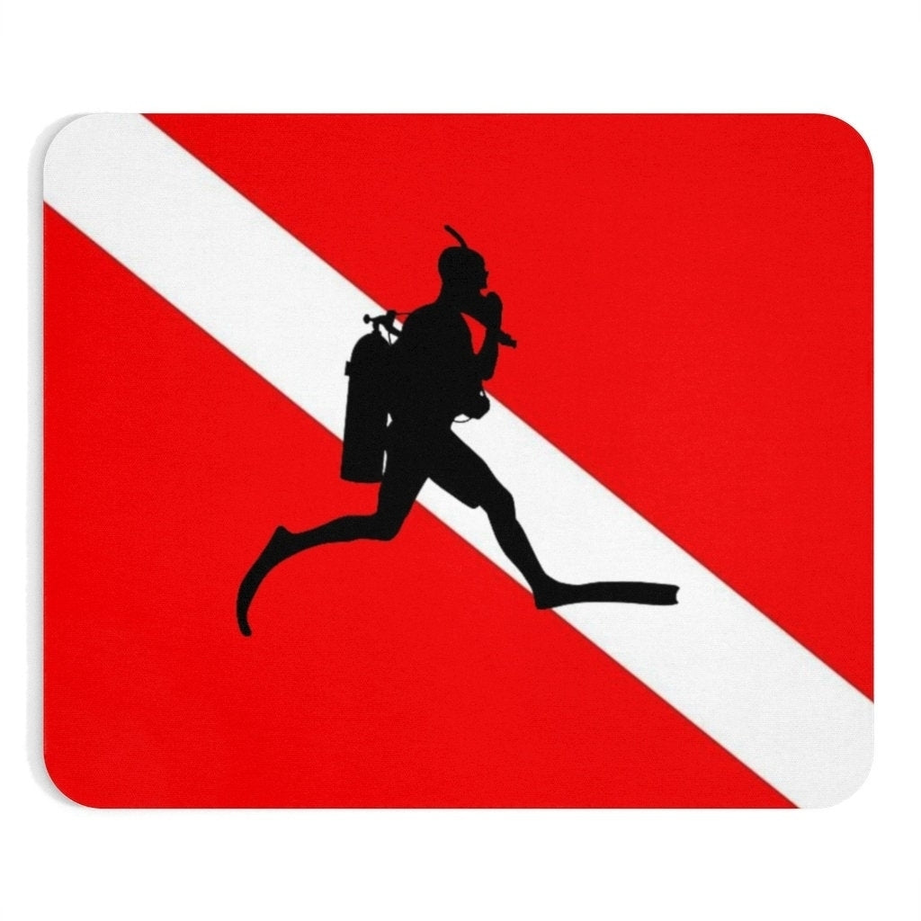 jumping Diver Down Flag Mouse Pad Scuba Diver Snorkeling Diving Snorkeler Mousepad Aquanaut Swimmer Deep-sea Diver Image 1