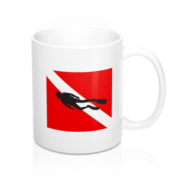 Scuba Diver Down Flag Coffee Mug 11oz Snorkeling Diving Snorkeler Aquanaut Swimmer Deep-sea Diver Mug 11oz Image 2