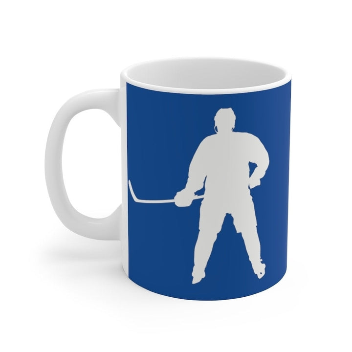 Hockey Coffee Mug 11oz Blue and White Hockey Player Coffee Cup Hockey Coach For the Love of the Game Image 1