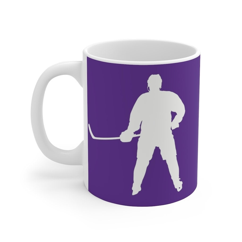 Hockey Coffee Mug 11oz Purple and White Hockey Player Coffee Cup Hockey Coach For the Love of the Game personalized Image 1