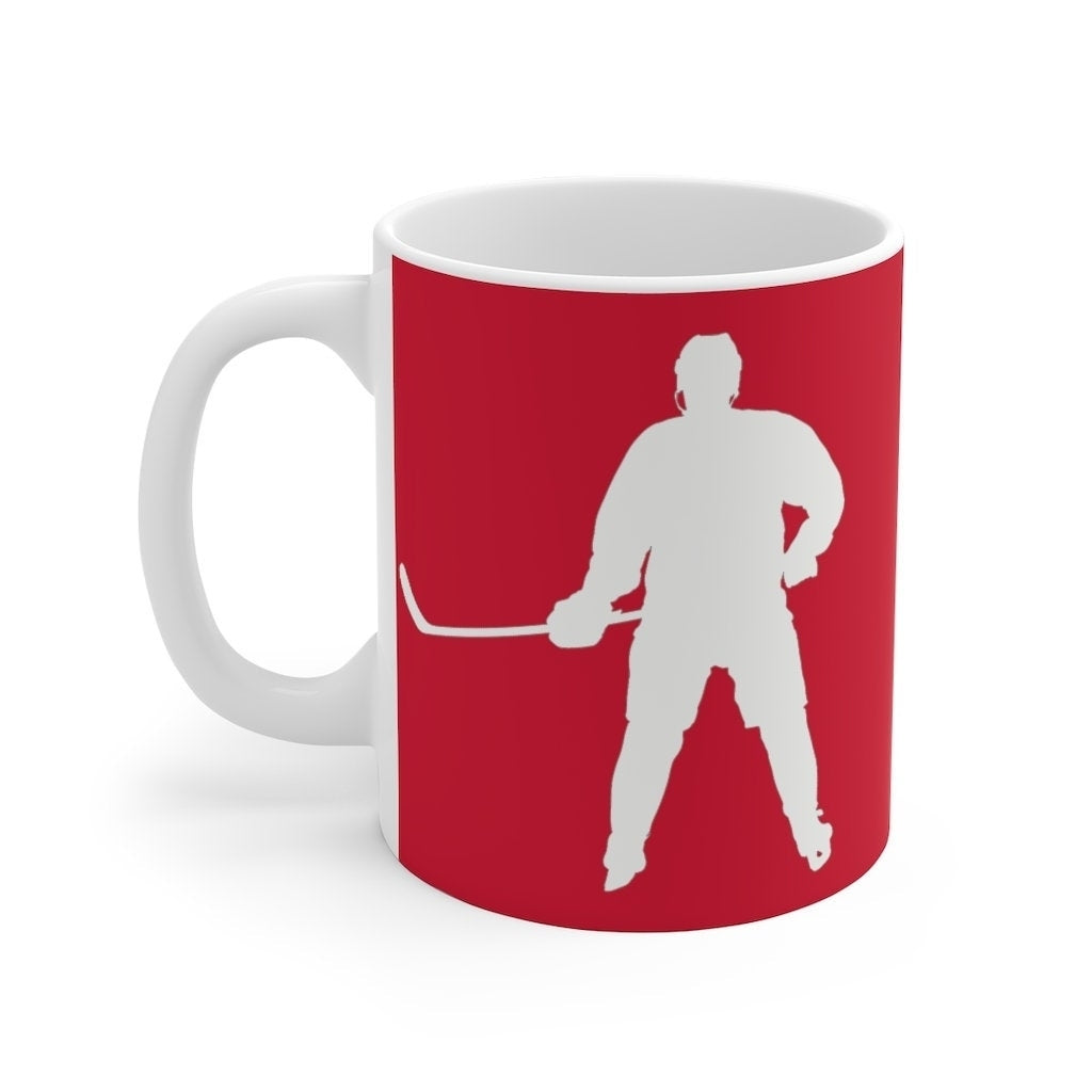 Hockey Coffee Mug 11oz Red and White Hockey Player Coffee Cup Hockey Coach For the Love of the Game Image 1