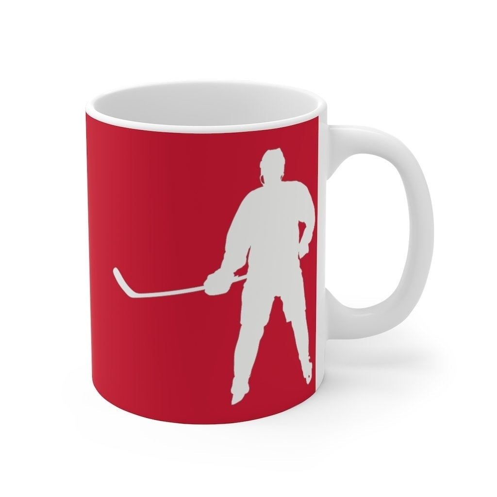 Hockey Coffee Mug 11oz Red and White Hockey Player Coffee Cup Hockey Coach For the Love of the Game Image 3